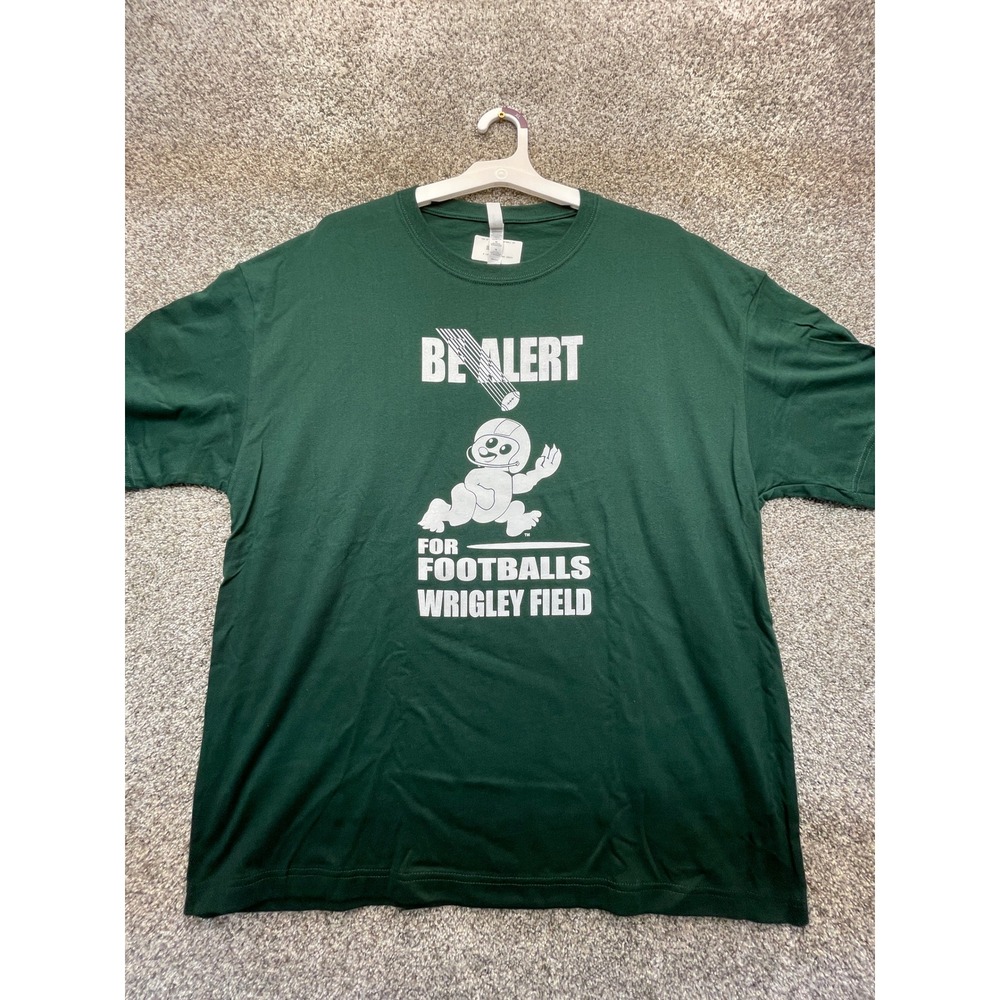 Be Alert For Footballs Wrigley Field T-Shirt Men XL Green NEW Bella+Canvas